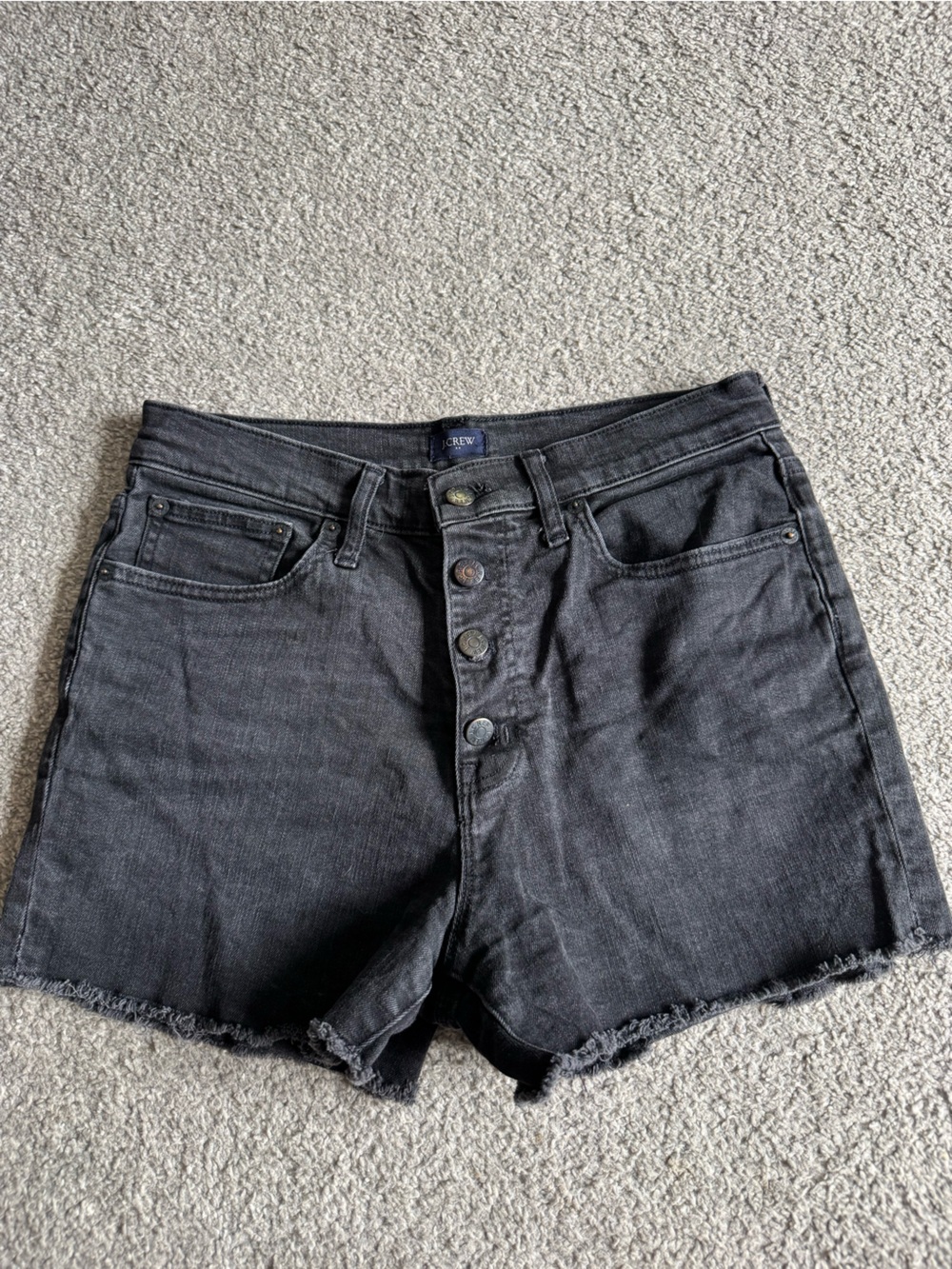 J. Crew Factory Black Button-Front Denim Shorts